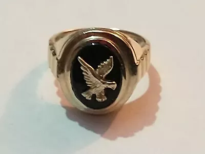 14K Gold Eagle On Black Onyx Men's Ring Size 11 • $1110