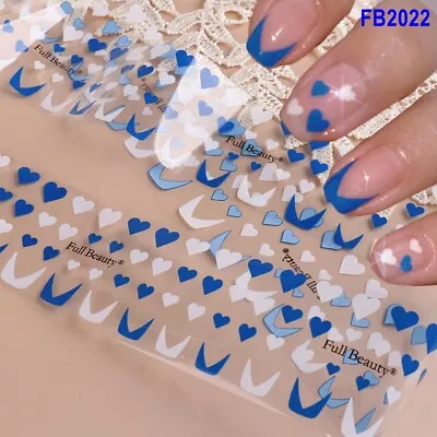 Damier French Tip Nail Foil Transfer Sticker Snake Heart Love Star 10pcs 20X4cm  • $2.68