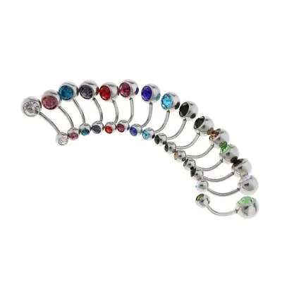 15 Pieces/Pack Mixed Color Crystal Gem Barbell Belly Navel • £6.58