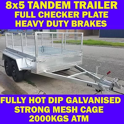 8x5 Galvanised Tandem Box Trailer With Cage • $2999