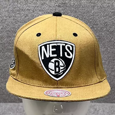 Brooklyn Nets Hat Mens Mitchell & Ness Snapback Cap OSFA Brown Original Fit • $8.44