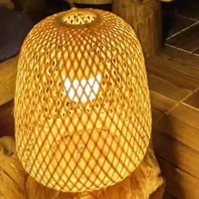 Woven Bamboo Lamp Shade Lampshade Hanging Pendant Light Fitting Decorative • £7.74