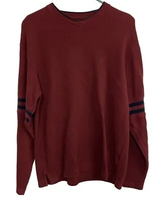 Duck Head Thermal Shirt   Mens M Red And Blue Long Sleeve V Neck Striped Sleeve • $13.45