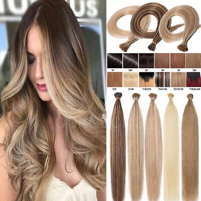 CLEARANCE Stick I Tip 100% Human Remy Hair Extensions Keratin Tip Beads Color 1G • $50.29