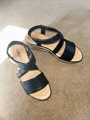 Gabor Black Wedge Sandal Size 8 • £19.99