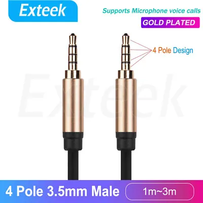 4 Pole 3.5mm AUX Male To Male Cable Stereo Audio Input Extension Aux Car Cord AU • $10.95