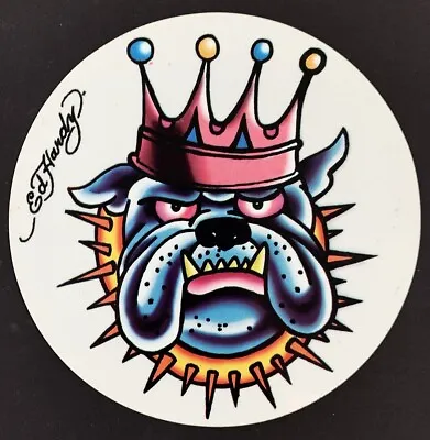 Huge Crowned Bulldog Head STICKER Decal Artist Ed Hardy Out Of Print! • $9.99