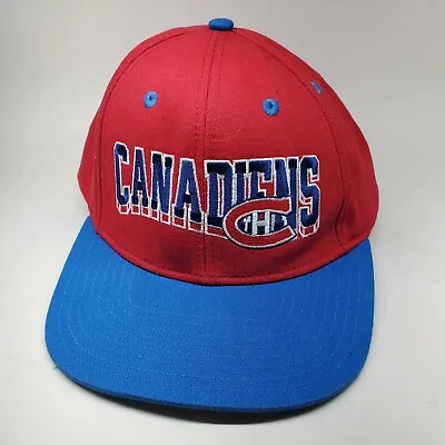 Vintage Montreal Canadiens Hat Cap Snapback Embroidered  Hockey NHL Red Blue • $12.05