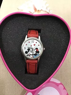 Vintage Mickey And Minnie’s First Kiss Watch Original Tin NOS Be My VALENTINE • $29.99