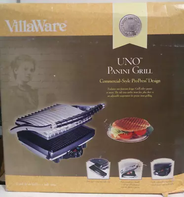 Villaware #2160 Uno Panini Grille Commercial Style Propress Design In Box • $74.99