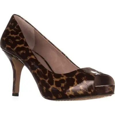 Vince Camuto Kira Peep Toe Pumps Leopard Patent Leather Shoes Women's Size 9 New • $59.99