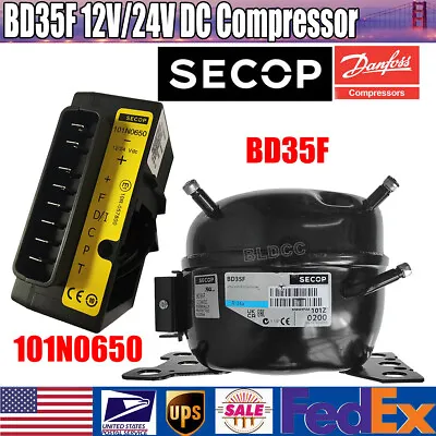 Danfoss Secop  BD35F 12V 24V Compressor R134a W/ 101N0650 Electronic Start Unit • $249.99