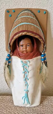 1991 Irene Davis Signed Native American Baby In Papoose/cradleboard Wall Plaque • £27