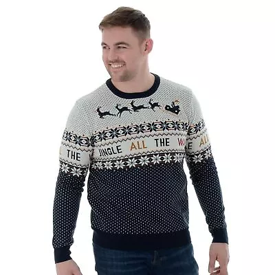 £17.99 • Buy Mens Novelty Light Up Flashing Knitted Christmas Jumper Xmas Jingle All The Way