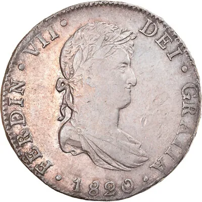 [#879255] Coin Mexico Ferdinand VII 8 Reales 1820 Mexico City AU(50-53) S • $433.79