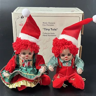 Marie Osmond Christmas Tiny Tots Porcelain Raggedy Ann Andy Jingles & Belle 2000 • $17.99
