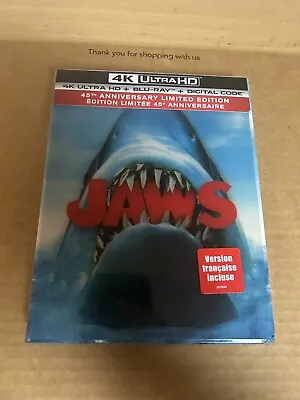 JAWS 45TH ANNIVERSARY LENTICULAR  COLLECTOR'S ED 4K UHD BLU RAY New & Sealed • £44.99