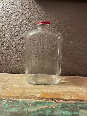 Vintage Anchor Hocking Ribbed Glass Half Gallon Jar With Red Metal Lid  • $17.90