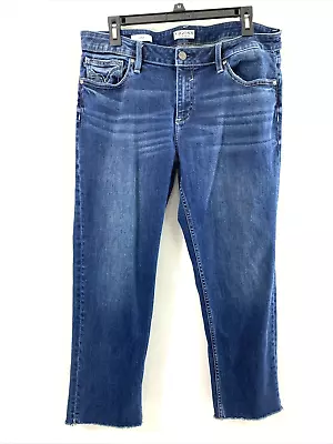 Vigoss Jeans Womens Size 14 Crop Dark Wash Denim Stretch Raw Hem • $14.30
