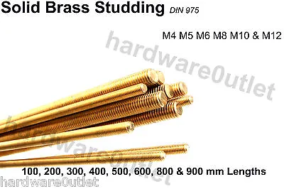£5.05 • Buy BRASS STUDDING Allthread Threaded Rod M4 M5 M6 M8 M10 M12 - 6 Lengths Available