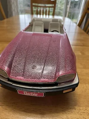 Vintage Mattel 1991 Barbie Pink Glitter Jaguar XJS Convertible 25”x10” Rare • $25