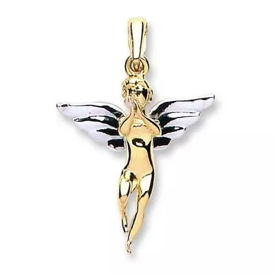 9ct 2 Colour Gold Guardian Angel Wings Charm Pendant 1.5g Hallmarked Gift Boxed • £89