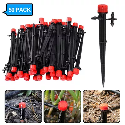 50x Garden Micro Irrigation Sprinkler Dripper 4mm Adjustable Stake- 5-360 Degree • £11.99