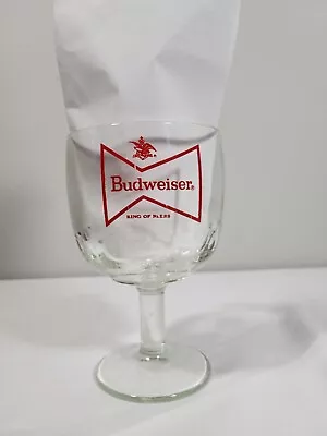 Vintage Budweiser King Of Beers Glass Thumbprint Bowtie Beer Goblet Chalice • $9.99