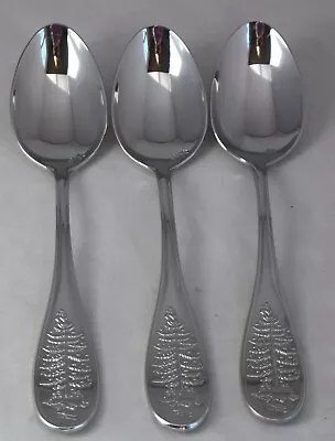 3 SPODE  BIG  Christmas Tree PLACE SPOONS/OVAL SOUP SPOONS Stainless Steel 18/10 • $58.98