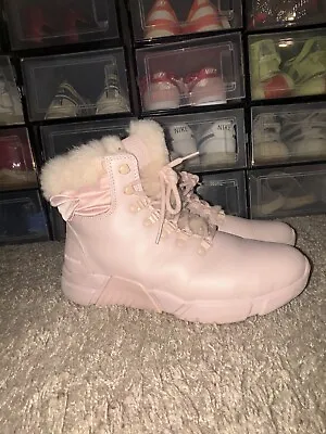 Mark Nason Block-Chalet Pink Leather Sneaker Boots With Shearling Size 8.5 • $24.99