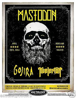 MASTODON / GOJIRA / KVELERTAK 2014 PORTLAND CONCERT TOUR POSTER - Metal Music • $29.66