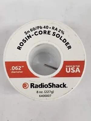  1 ROLL 640-0007 64-7 RadioShack 60/40 Rosin-Core Solder 0.062  Dia 8oz. • $27.99