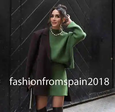 Zara New Woman Wide Ribbed Knit Sweater Green Xs-l 5755/007 • $53.89