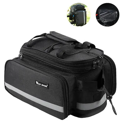 Bicycle Seat Carrier Bag Pannier Rear Rack Trunk Cycling Bike Saddle Bag Black • £12.38