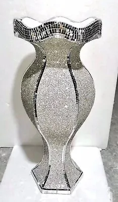 £54.99 • Buy 60 Cms Tall Mirrored Floor Standing Bling Silver Mosaic Vase