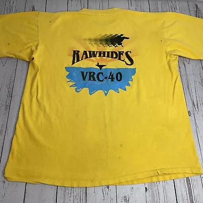 Mens Vintage Oneita US Navy VRC-40 Rawhides Single Stitch Graphic T Shirt Large • $18.95