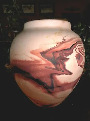 Nemadji Pottery Bulbous Vase Handmade USA Roadside Tourist Apx 7.75  Tall  • $37.79