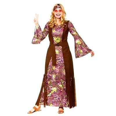 Adult SUMMER OF LOVE  Hippie Fancy Dress 60s 70s Ladies Costume Hippy Womens • £12.95