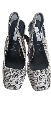 Marks And Spencer Leather Wide Fit Snake Print Shoes Sandals Uk 5.5 New • £15