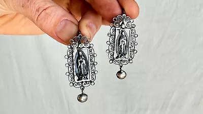 Virgin Of Guadalupe Earrings. Sterling Silver. Mexico. Southwest. • $74.99