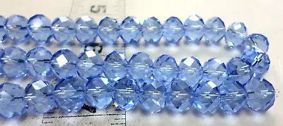 16  Strand 53 Light Sapphire Blue Faceted Rondelles Glass Beads 10x7mm • $8