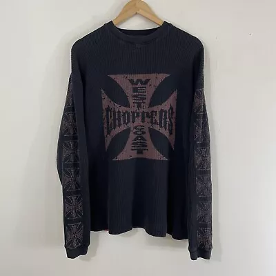 Vintage 90s Y2K West Coast Choppers Thermal Long Sleeve Shirt Grunge Biker Faded • $250