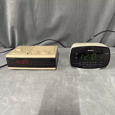 Vintage Lot Sony Dream Machine Digital Alarm Clock Radio ICF-C3W & ICF-111 Works • $29.88