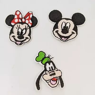 Mickey Mouse Disney Set Of Three Embroidered Iron-on Patches Goofy Minnie New • $5.99