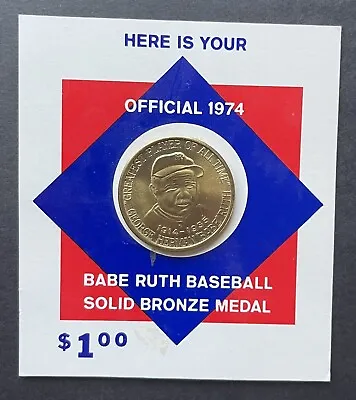 1974 Babe Ruth Baseball Solid Bronze Medal ( Greatest Player Of All Time ) • $15