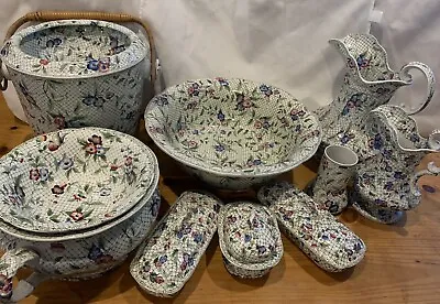 Rare Extensive Antique Minton Wash Stand Set Jug And Bowl Vases Pail Dishes Etc • £249