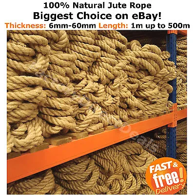 £5.99 • Buy 100% Natural Jute Hessian Rope Twine Decorative Cord Garden Decking Hand Rail 