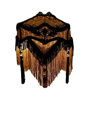 Stunning Bespoke 12  Traditional Lampshade Damask Gold & Black Fabric Unique • £165