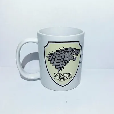Game Of Thrones Winter Is Coming Stark Coffee Tea Mug White Grey VGC Gift • £7.99