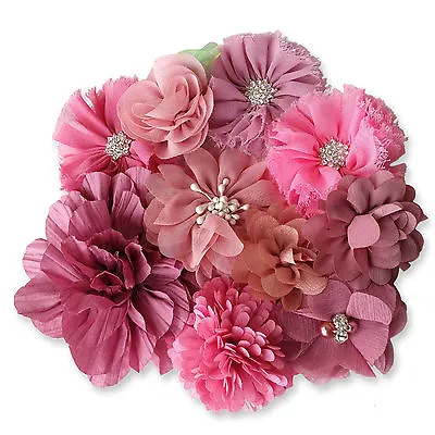 MAUVE PINK Fabric DIY Flowers CRAFT Glue/Sew On Embellishment Applique Garment • £0.99